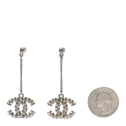 Chanel Baguette Crystal CC Drop Earrings Silver 2 of 4