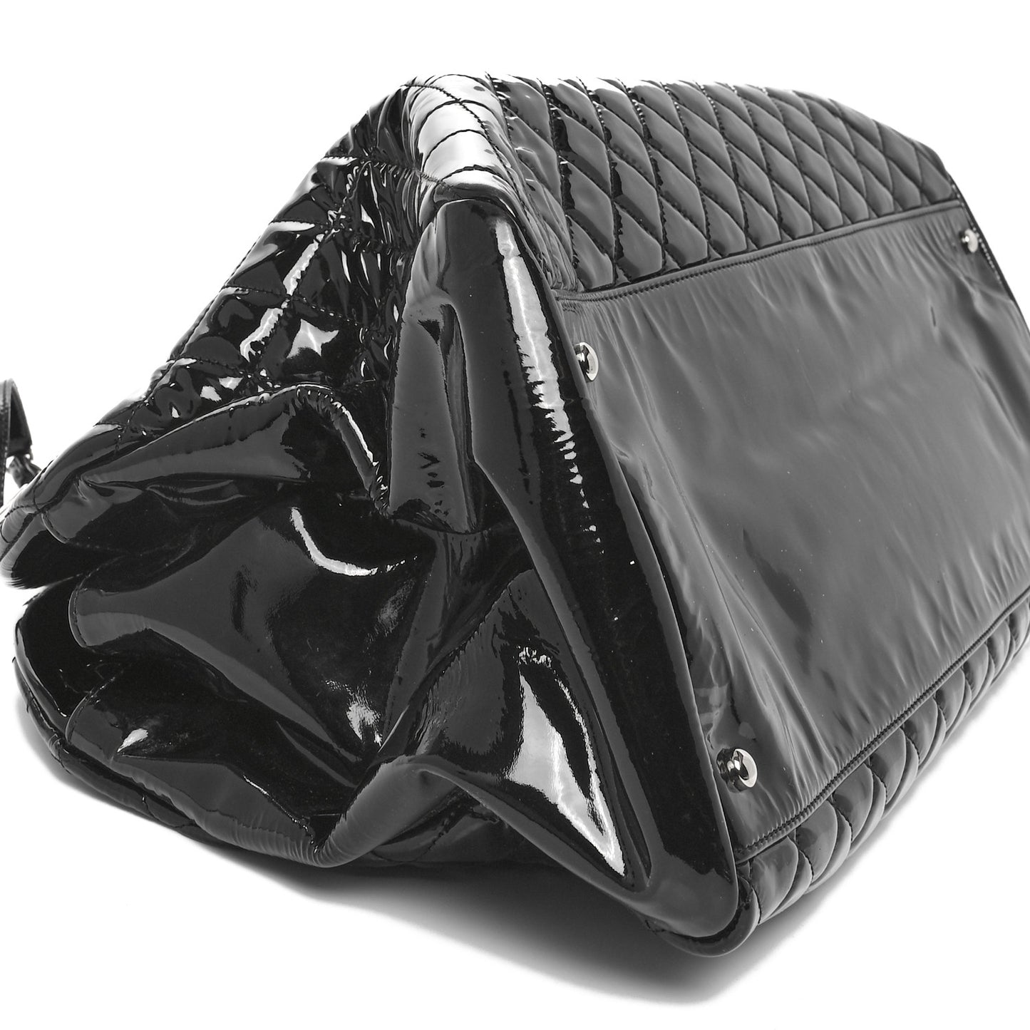 Patent Quilted Large Just Mademoiselle Bowling Bag Black