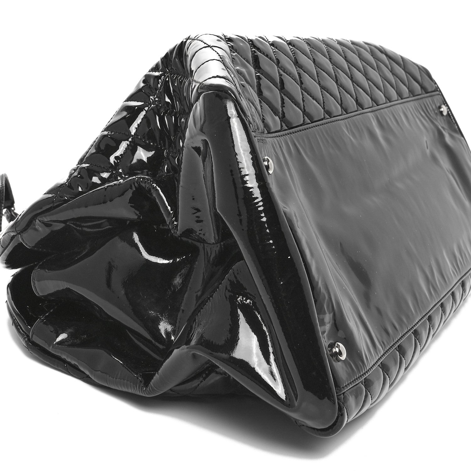 Chanel Patent Quilted Large Just Mademoiselle Bowling Bag Black 9 of 11