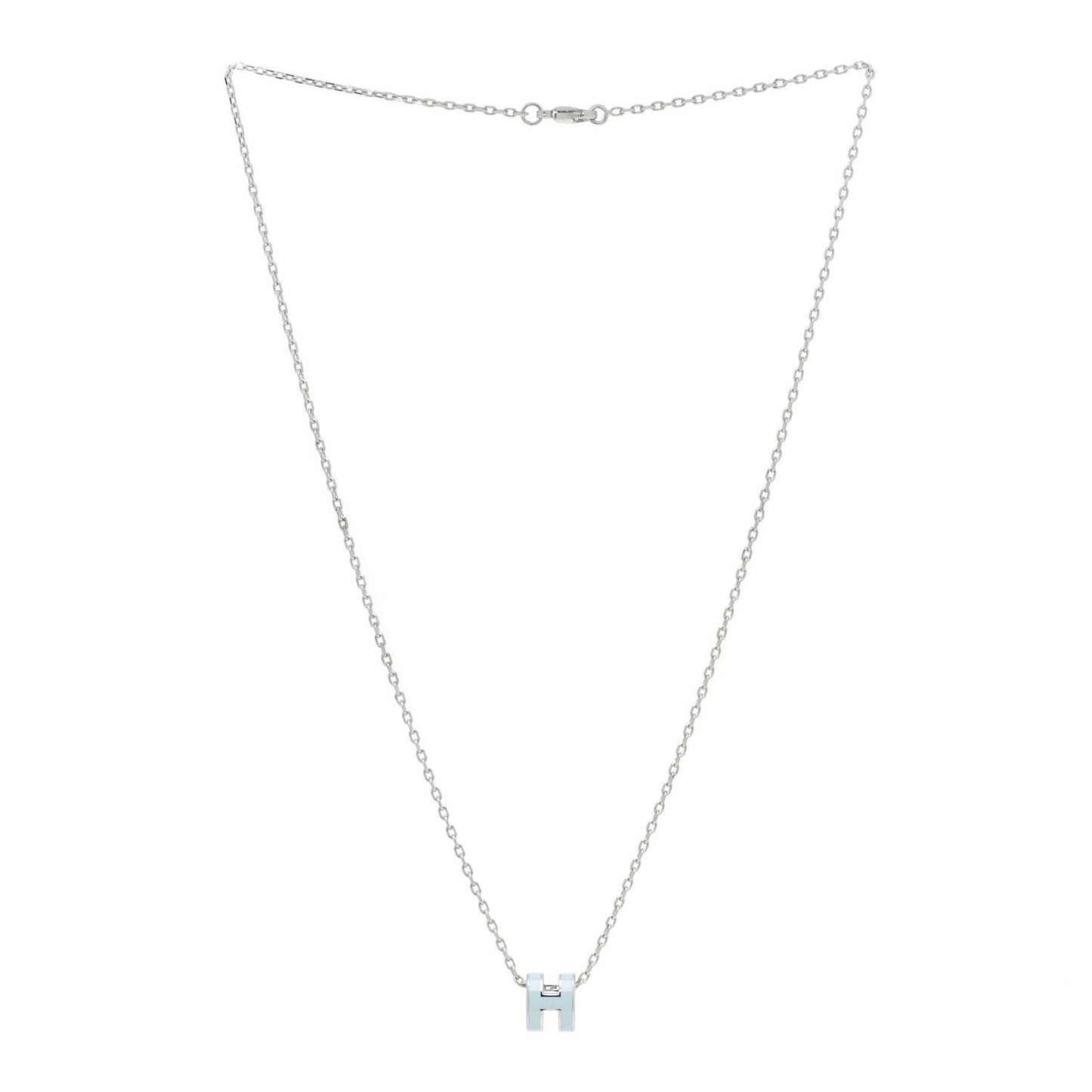 Lacquered Palladium Mini Pop H Pendant Necklace Bleu Zephyr