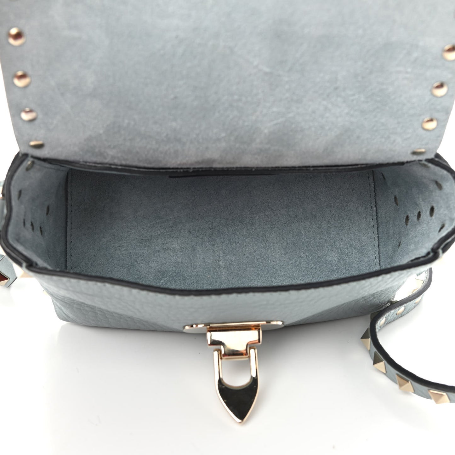 Pebbled Calfskin Mini Rockstud Crossbody Bag Nube