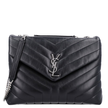 Saint Laurent Calfskin Y Quilted Monogram Medium Loulou Chain Satchel Black 1 of 11