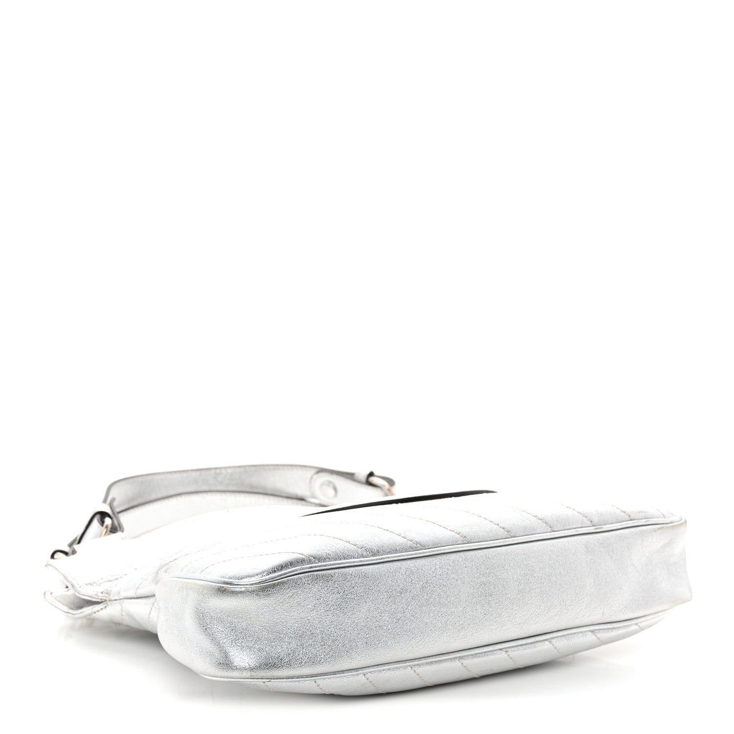 Gucci Sakai Be Green Calfskin Diagonal Stitched Small Blondie Tote Silver 4 of 11