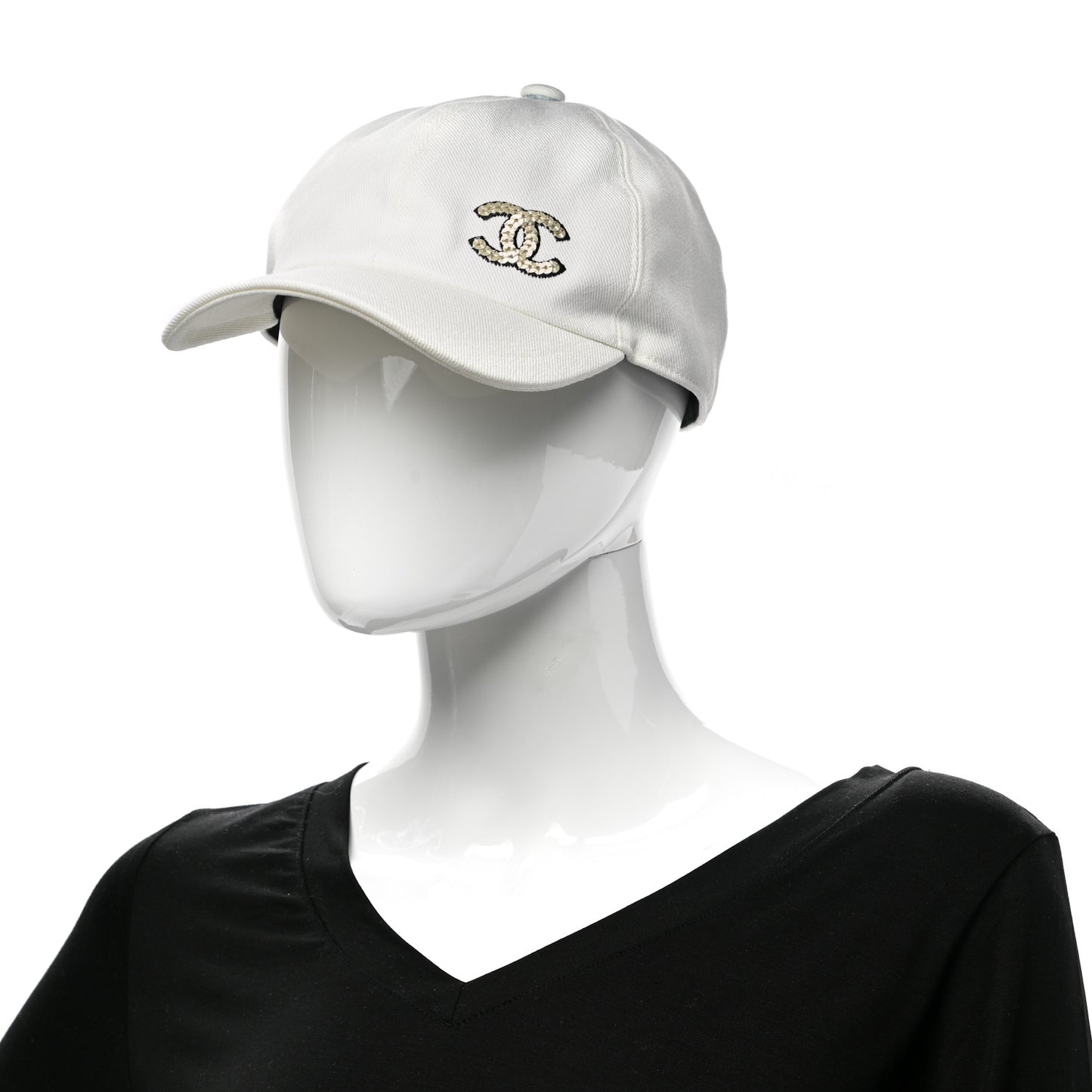 Cotton Sequin CC Cap Hat Ivory