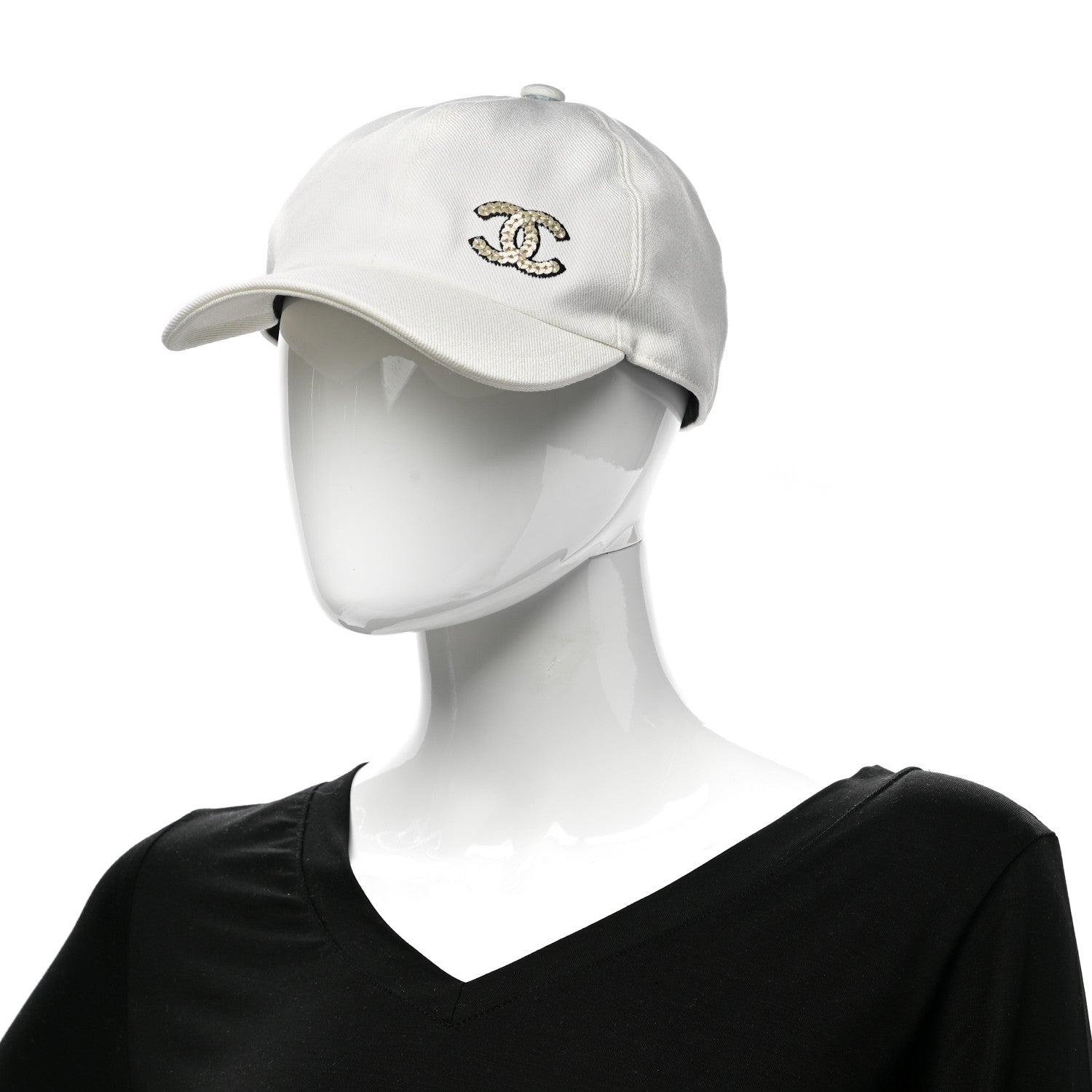 Chanel Cotton Sequin CC Cap Hat Ivory 2 of 8