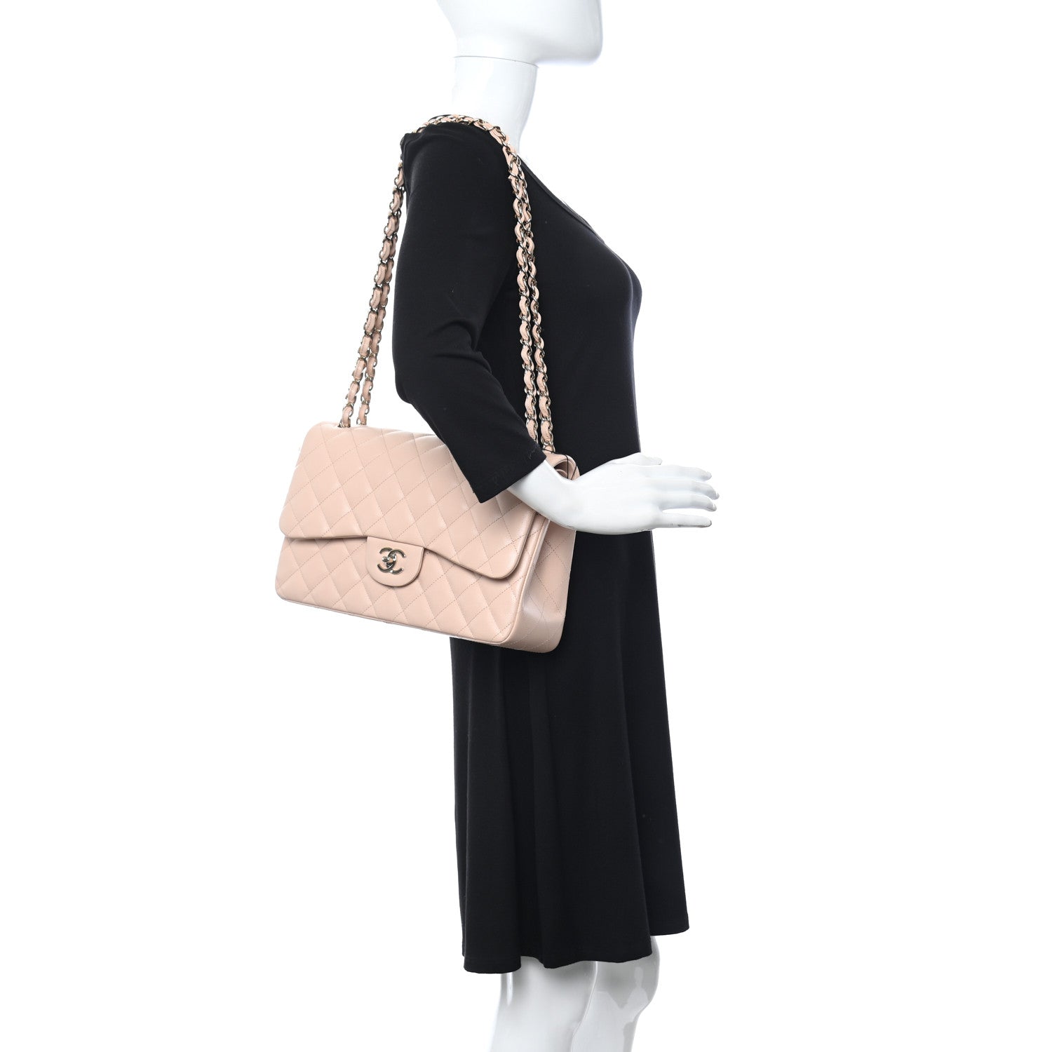 Chanel Caviar Quilted Jumbo Double Flap Light Beige 2 of 10