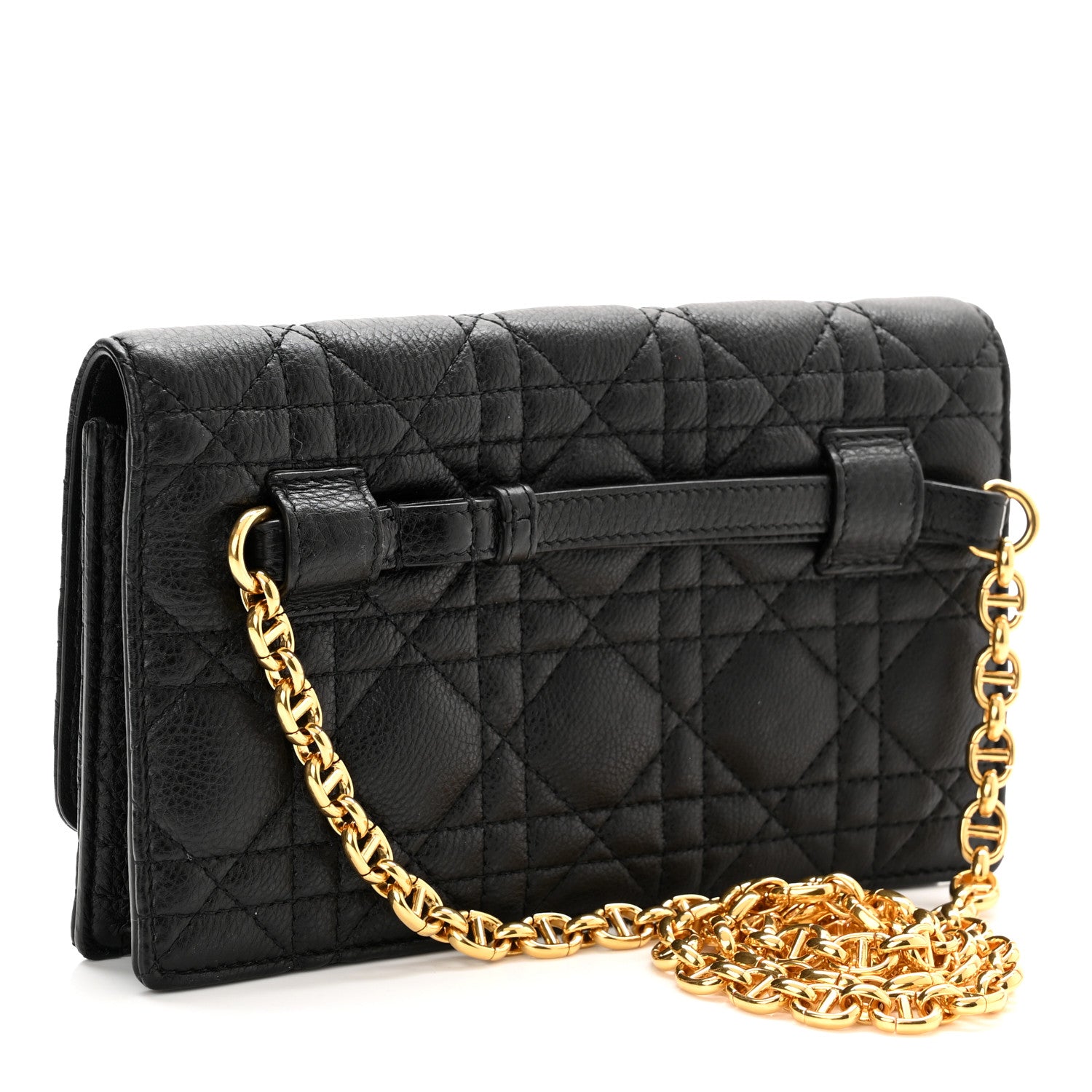 Christian Dior Supple Calfskin Cannage Caro Belt Pouch with Chain Black 3 of 10