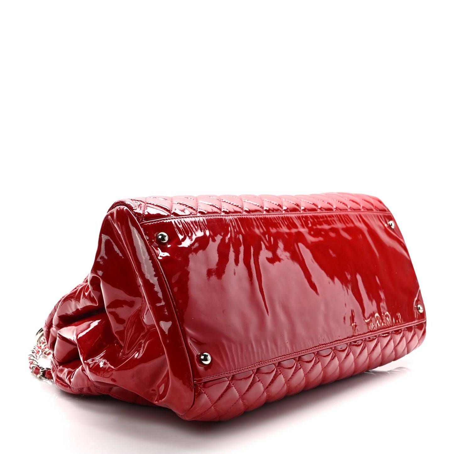 Patent Quilted Maxi Just Mademoiselle Bowling Bag Red