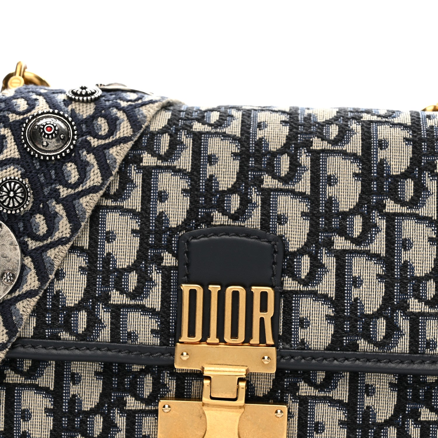 Christian Dior Oblique Small DiorAddict Flap Bag Navy Blue 8 of 12