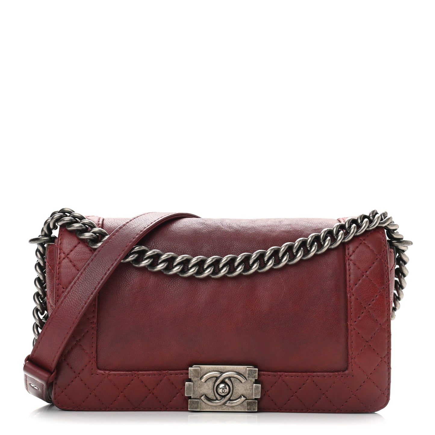 Calfskin Medium Boy Reverso Flap Burgundy