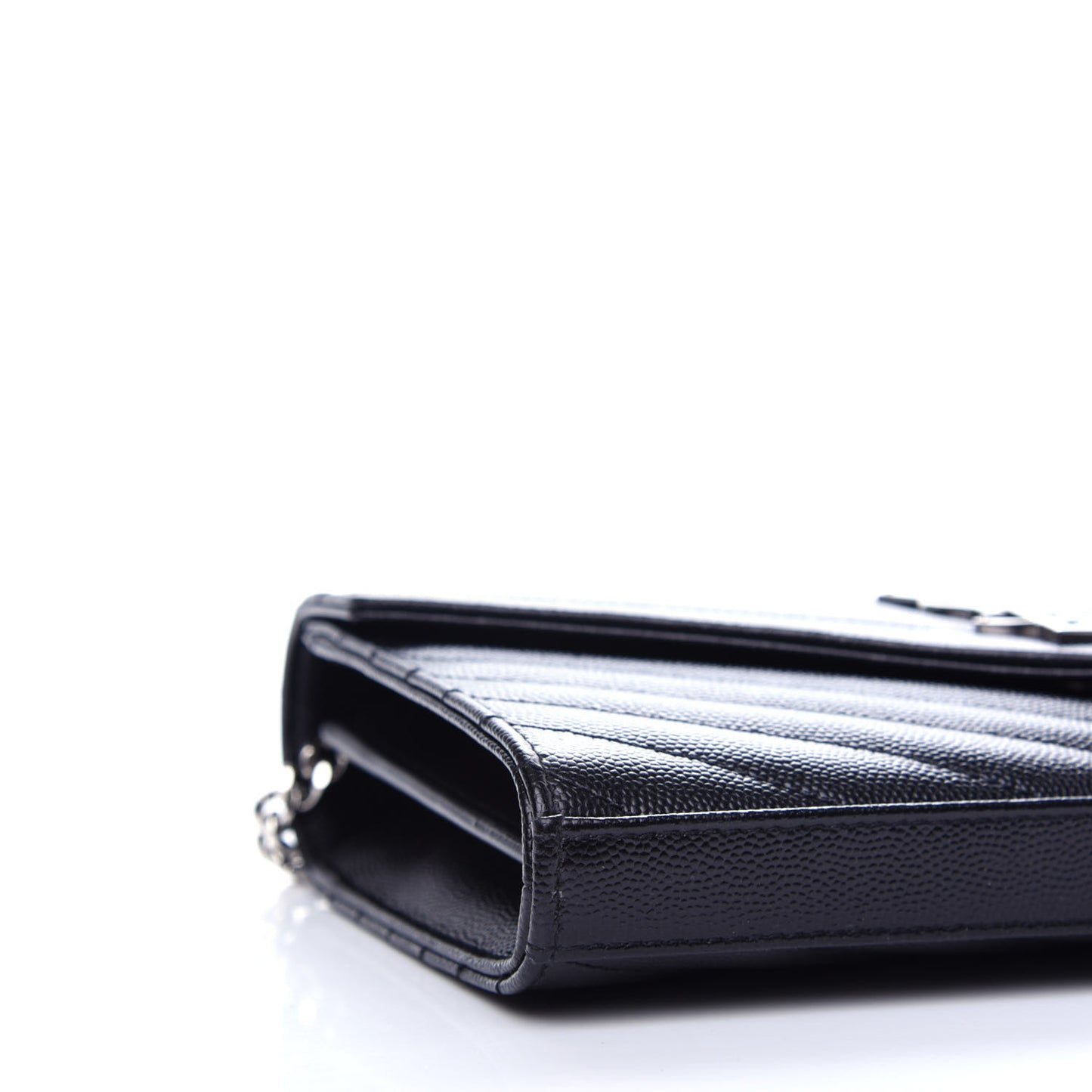 Grain De Poudre Matelasse Chevron Monogram Chain Wallet Black