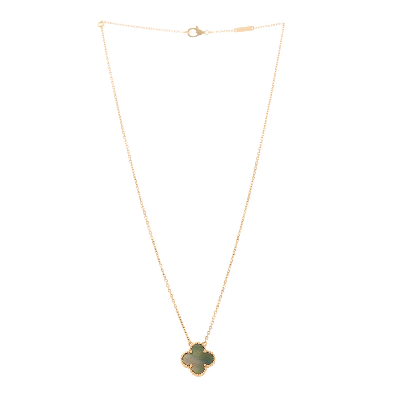 Van Cleef & Arpels 18K Rose Gold Gray Mother of Pearl Vintage Alhambra Pendant Necklace 3 of 6