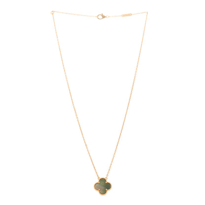 Van Cleef & Arpels 18K Rose Gold Gray Mother of Pearl Vintage Alhambra Pendant Necklace 3 of 6