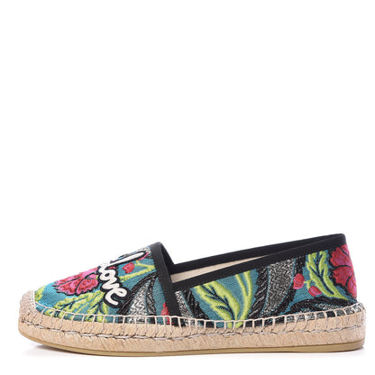 Gucci Tapestry Brocade Blind For Love Espadrilles 38 Acquamarine Green Black 1 of 9