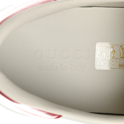 Gucci Calfskin Stripe Mens New Ace Sneakers 10 White Ecru Red Flame 7 of 9