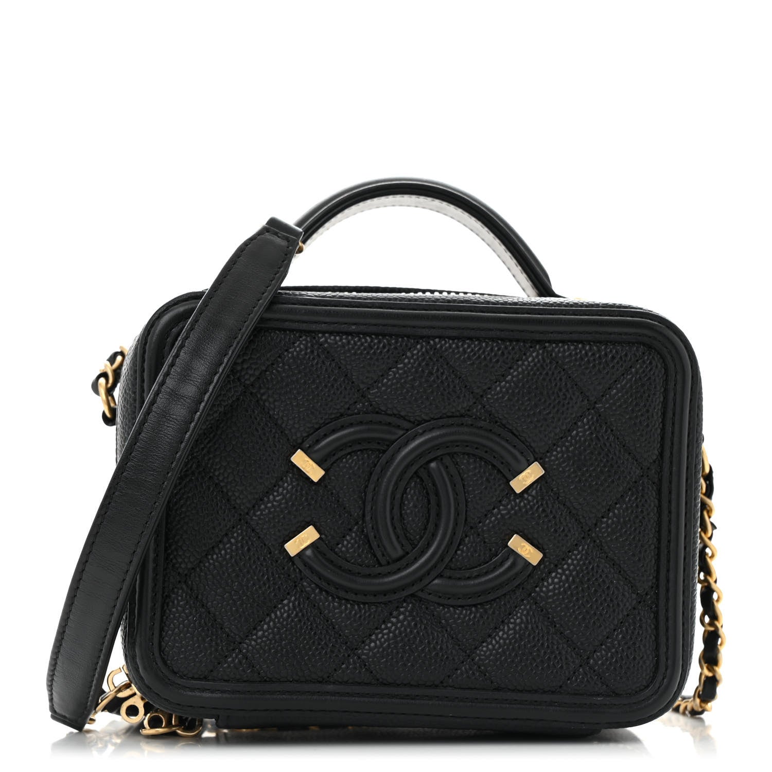Chanel Caviar Quilted Small CC Filigree Vanity Case Black 1 of 14