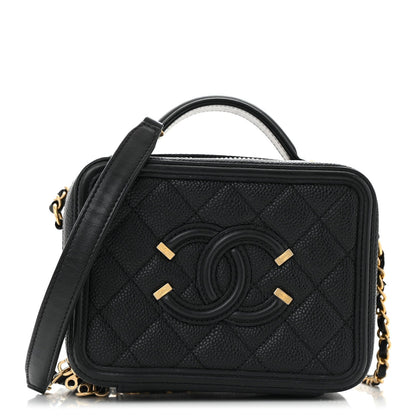 Chanel Caviar Quilted Small CC Filigree Vanity Case Black 1 of 14