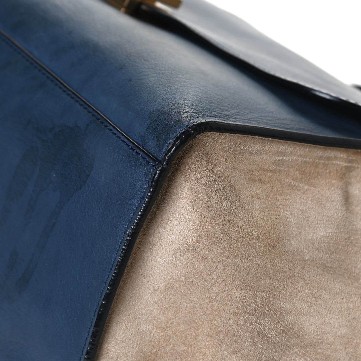 Smooth Calfskin Suede Medium Bi-Color Trapeze Blue