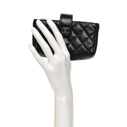 Chanel Lambskin Quilted Mini Phone Holder Clutch Black 2 of 7