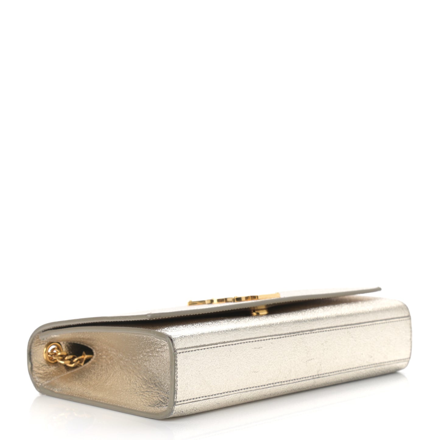 Metallic Calfskin Medium Classic Monogram Kate Satchel Pale Gold