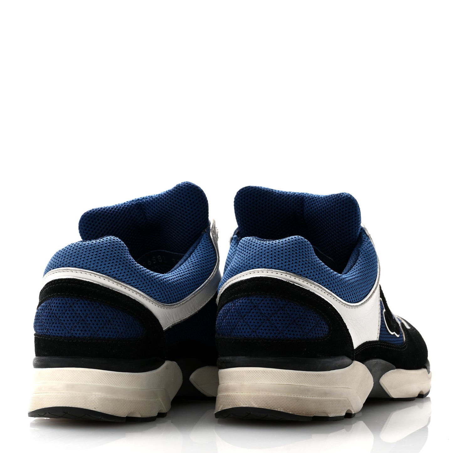 Mesh Suede Calfskin Womens CC Sneakers 37.5 Dark Blue Black White
