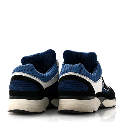 Chanel Mesh Suede Calfskin Womens CC Sneakers 37.5 Dark Blue Black White 4 of 10
