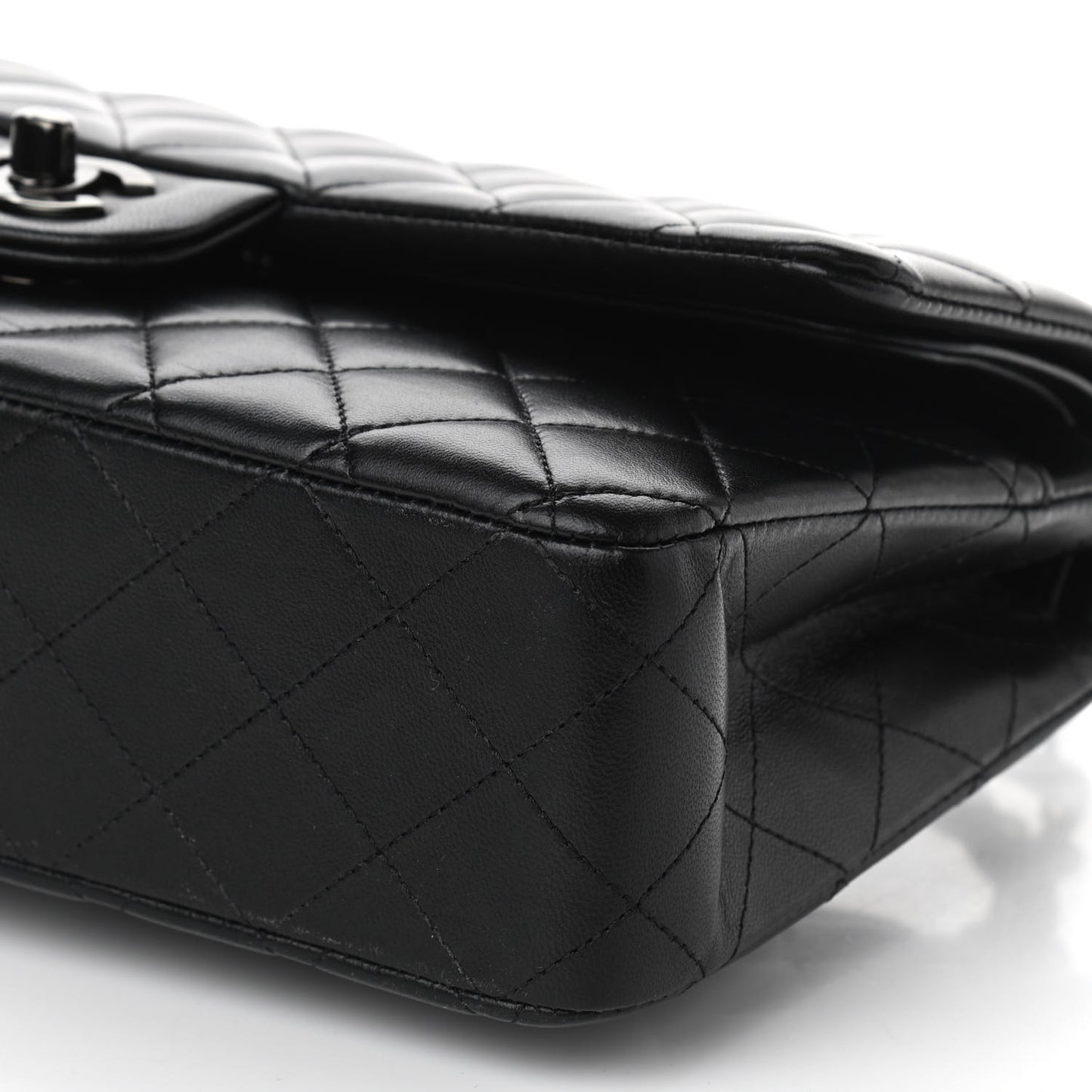 Lambskin Quilted Medium Double Flap So Black