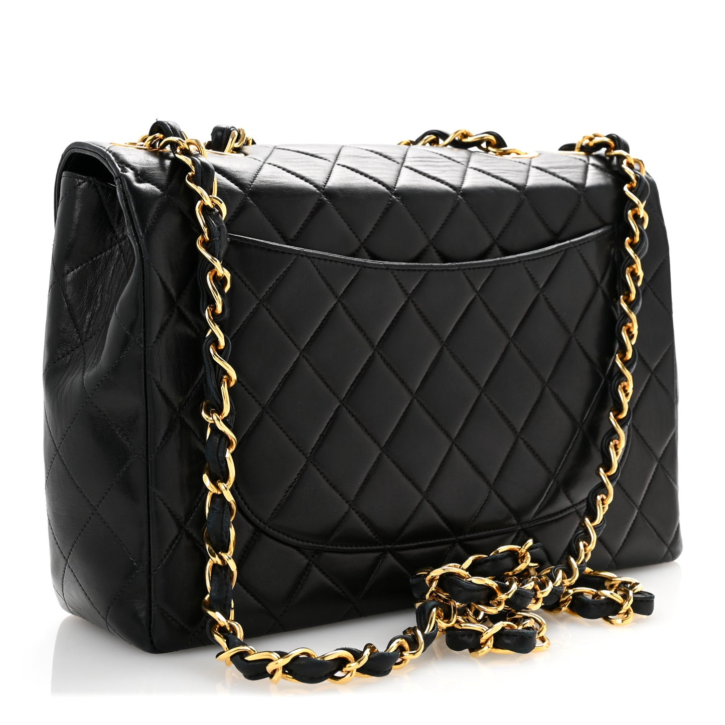 Lambskin Quilted XL Jumbo Single Flap Black