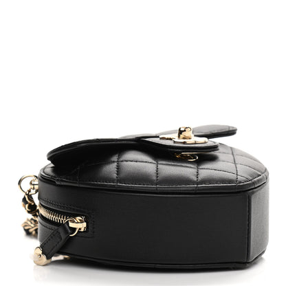 Chanel Lambskin Quilted CC In Love Heart Clutch With Chain Black 4 of 12