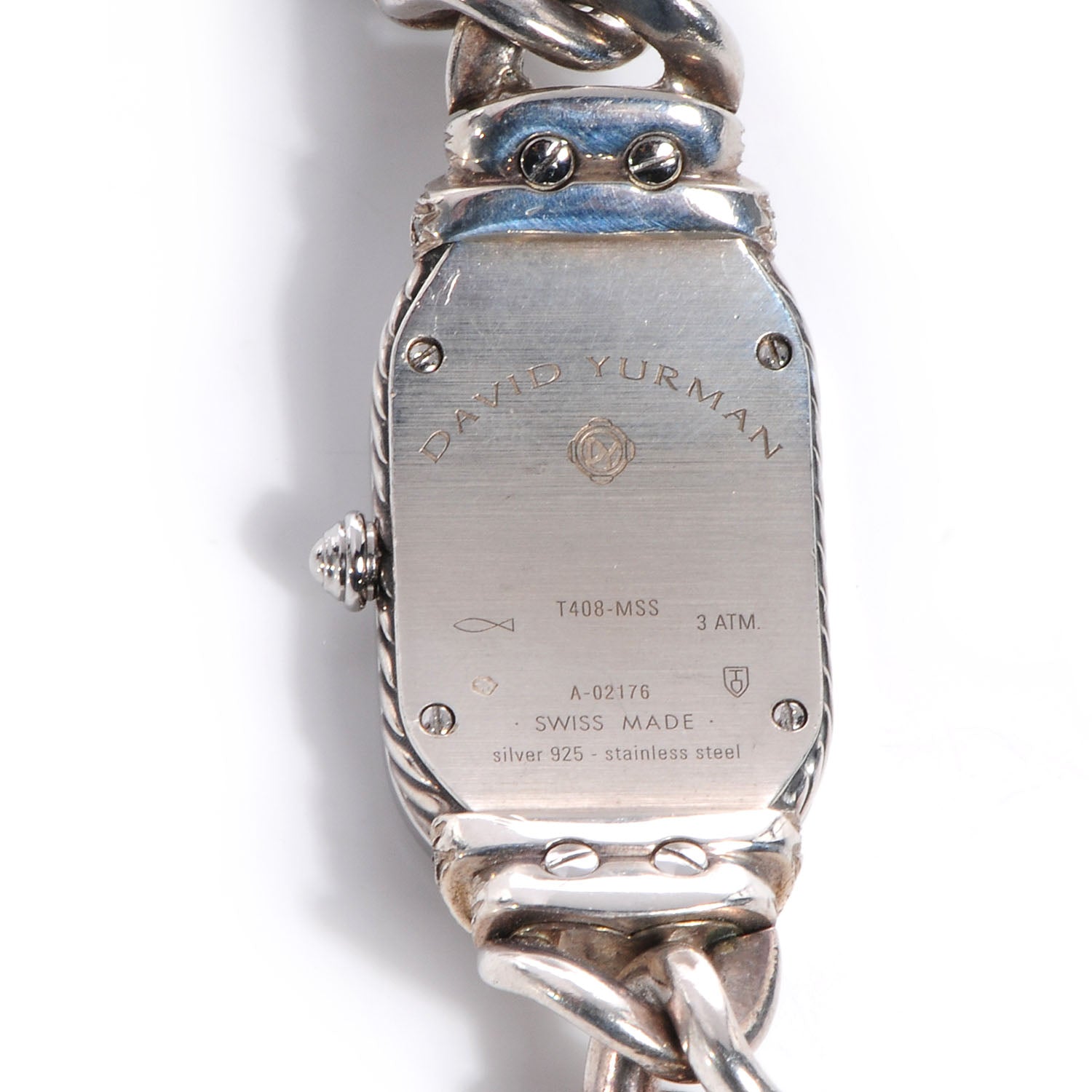 David Yurman Stainless Steel Sterling Silver Diamond Mother of Pearl 20mm Madison Cable Quartz Watch 4 of 6
