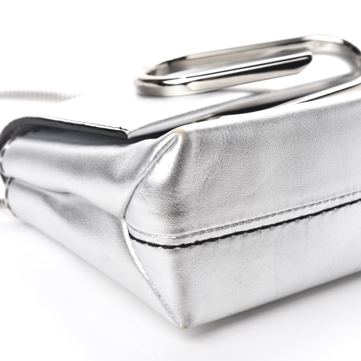3.1 Metallic Calfskin Alix Soft Flap Clutch Silver