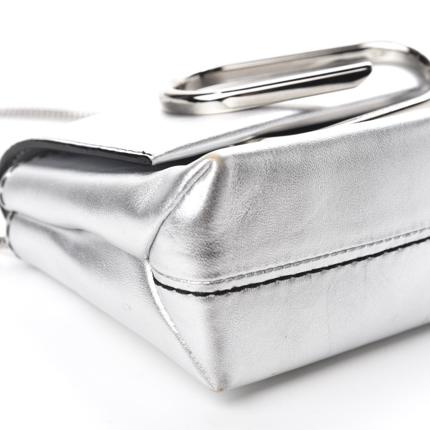 3.1 Phillip Lim 3.1 Metallic Calfskin Alix Soft Flap Clutch Silver 6 of 10