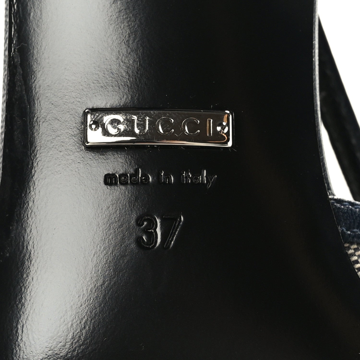 Gucci GG Monogram Malaga Kid Square G 75mm Slingback Pumps 37 Beige Blue 6 of 8