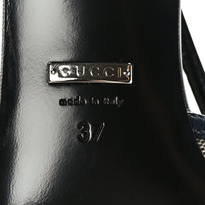 Gucci GG Monogram Malaga Kid Square G 75mm Slingback Pumps 37 Beige Blue 6 of 8