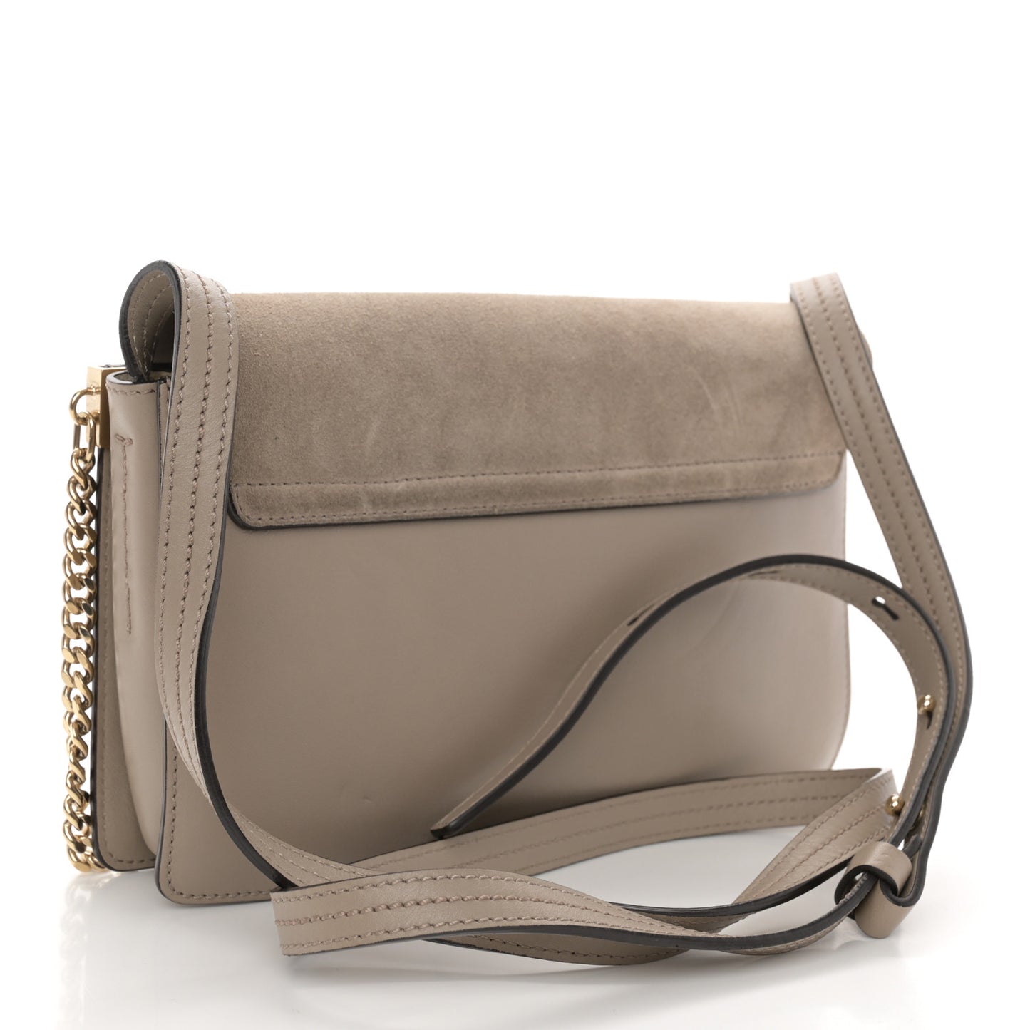 Suede Calfskin Small Faye Shoulder Bag Motty Grey