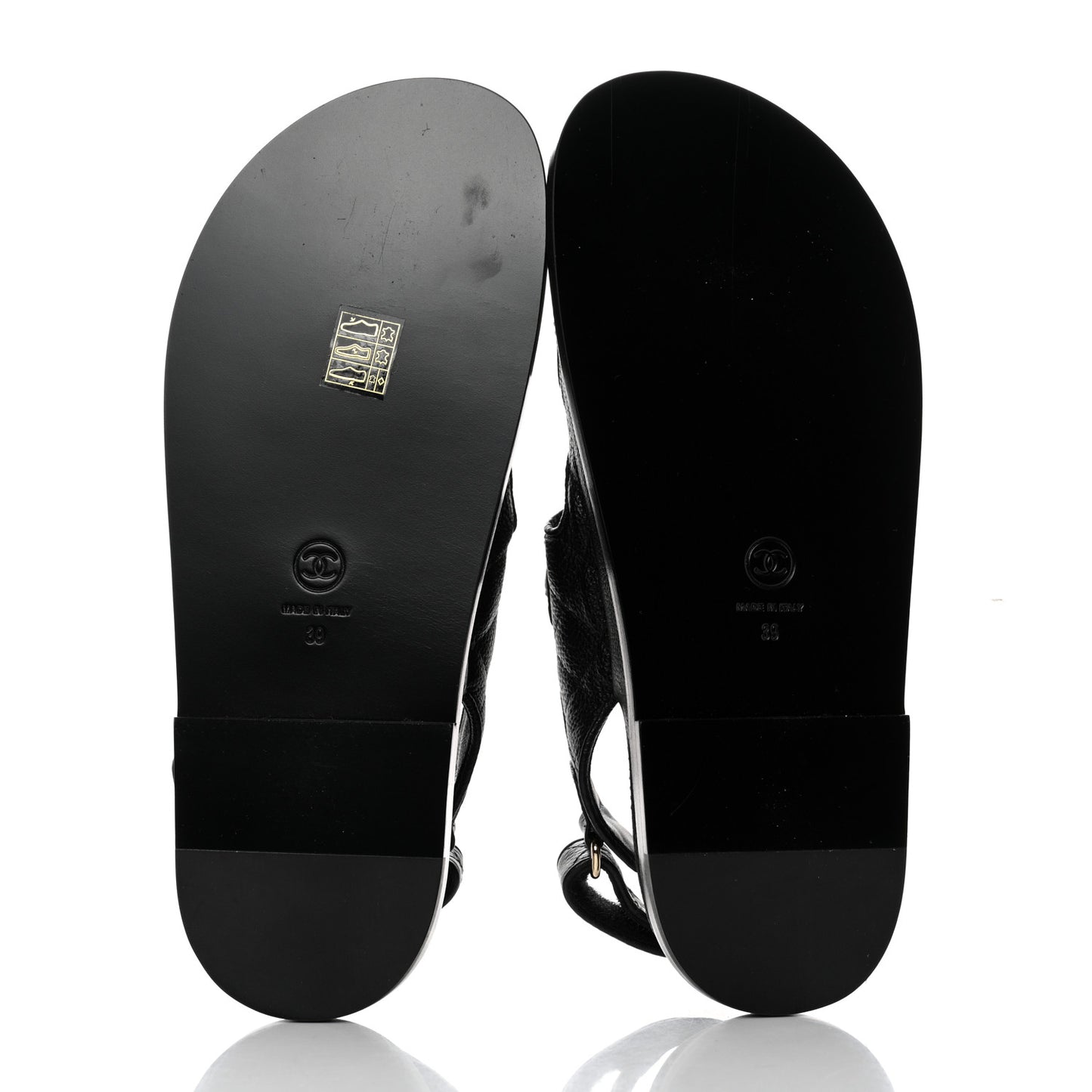 Grained Calfskin Velcro Dad Sandals 39 Black