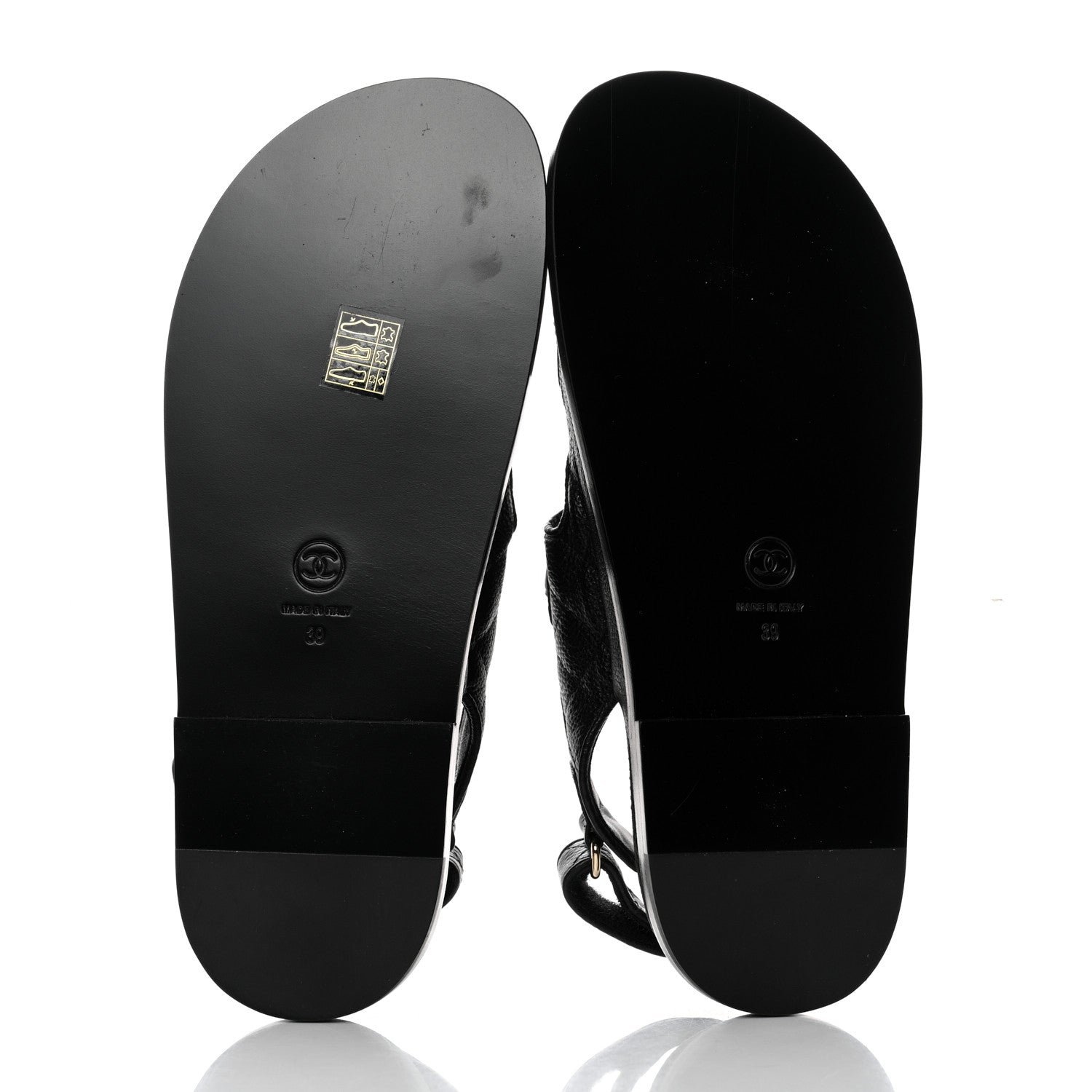Chanel Grained Calfskin Velcro Dad Sandals 39 Black 5 of 9