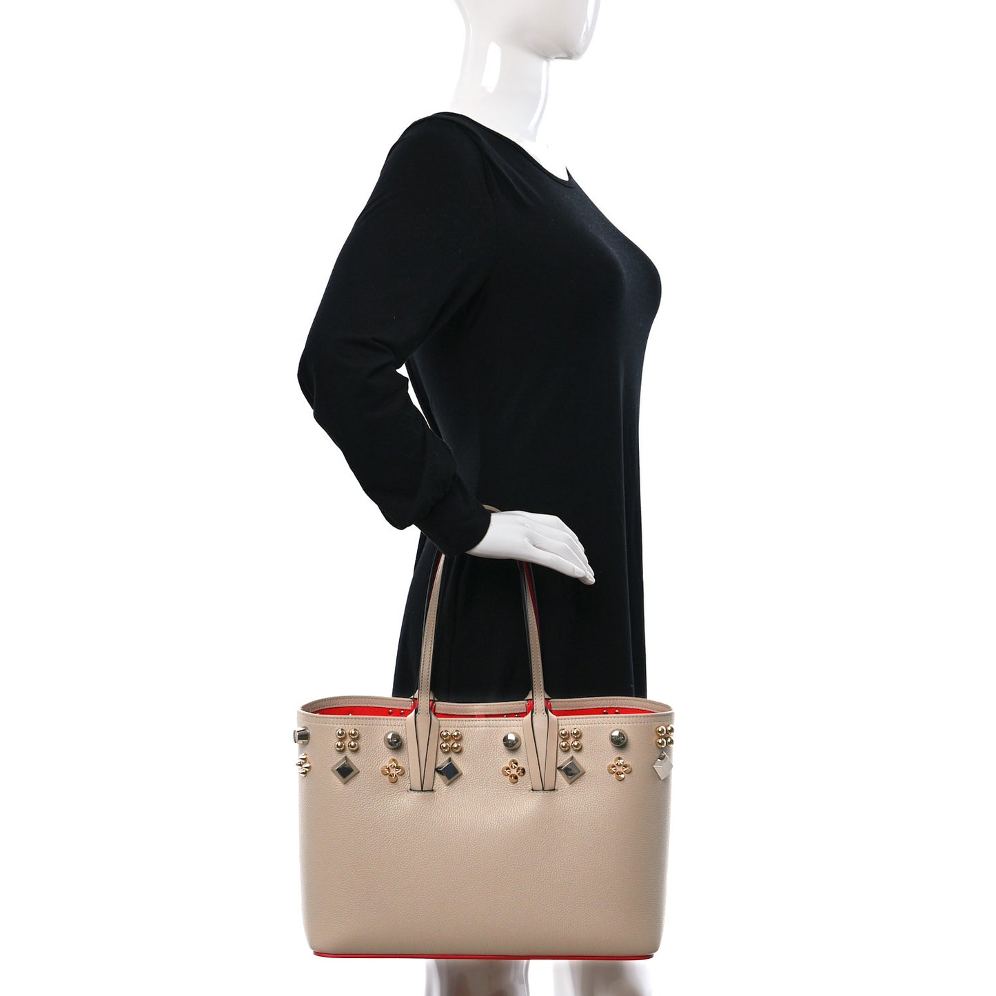 Calfskin Empire Spike Studded Small East West Cabata Tote Feve