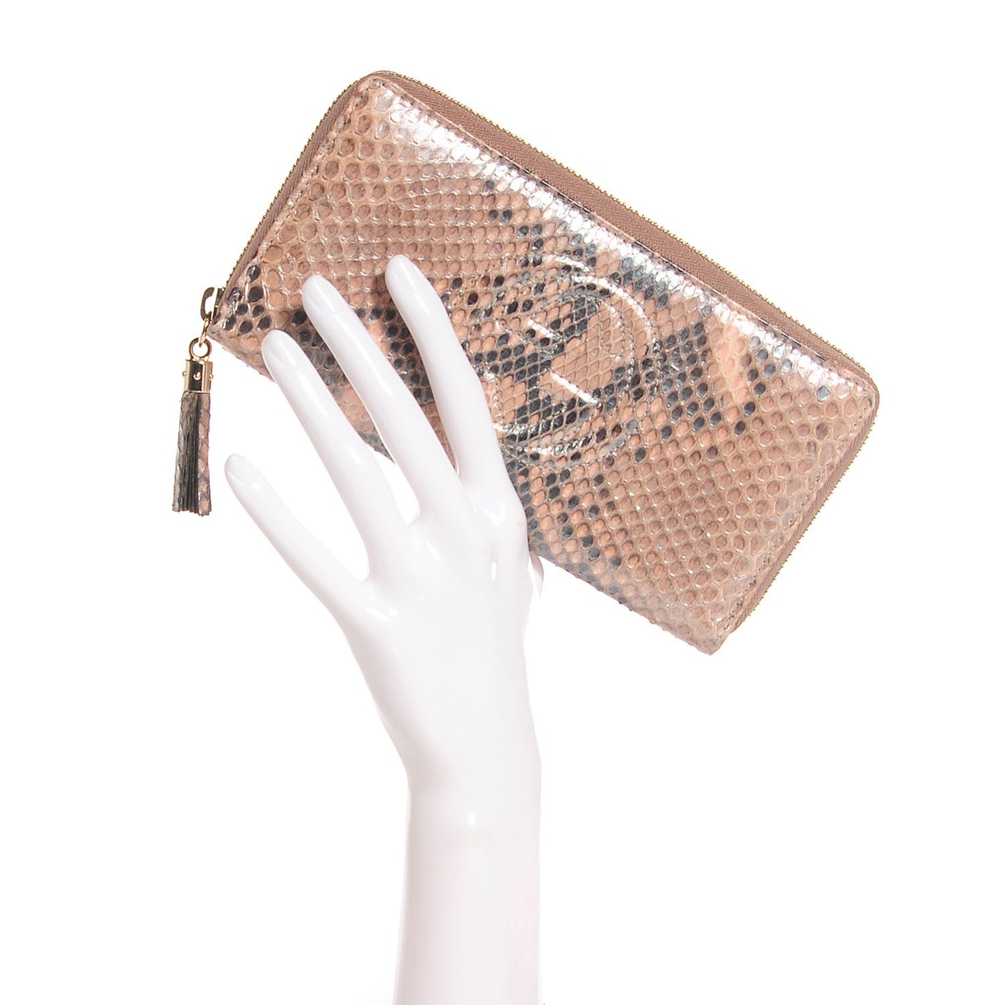 Metallic Python Soho Zip Around Wallet