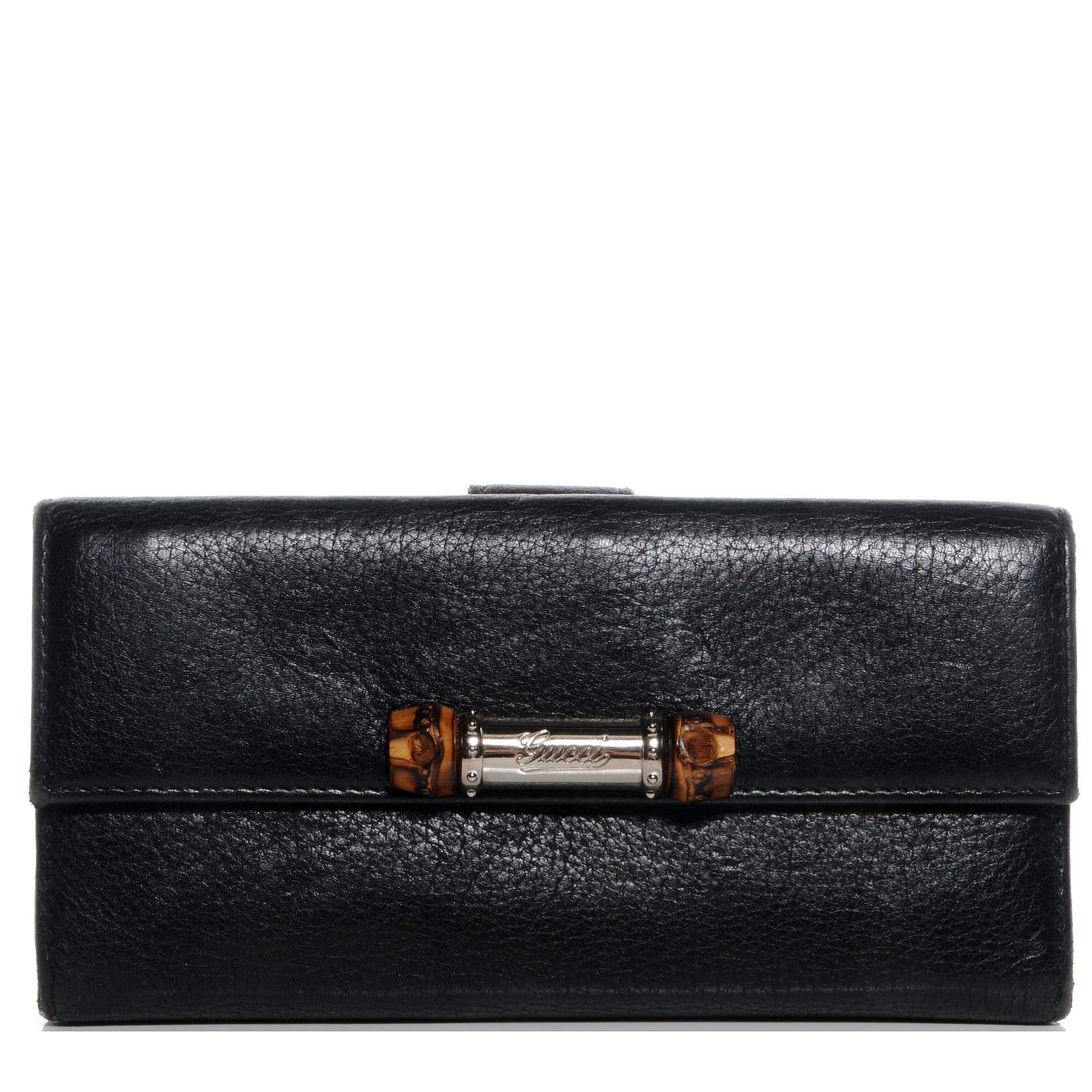 Gucci Leather Bamboo Continental Wallet Black 1 of 7