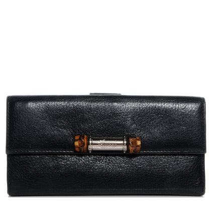 Gucci Leather Bamboo Continental Wallet Black 1 of 7
