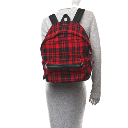 Saint Laurent Wool Tartan City Backpack Red Black 2 of 10