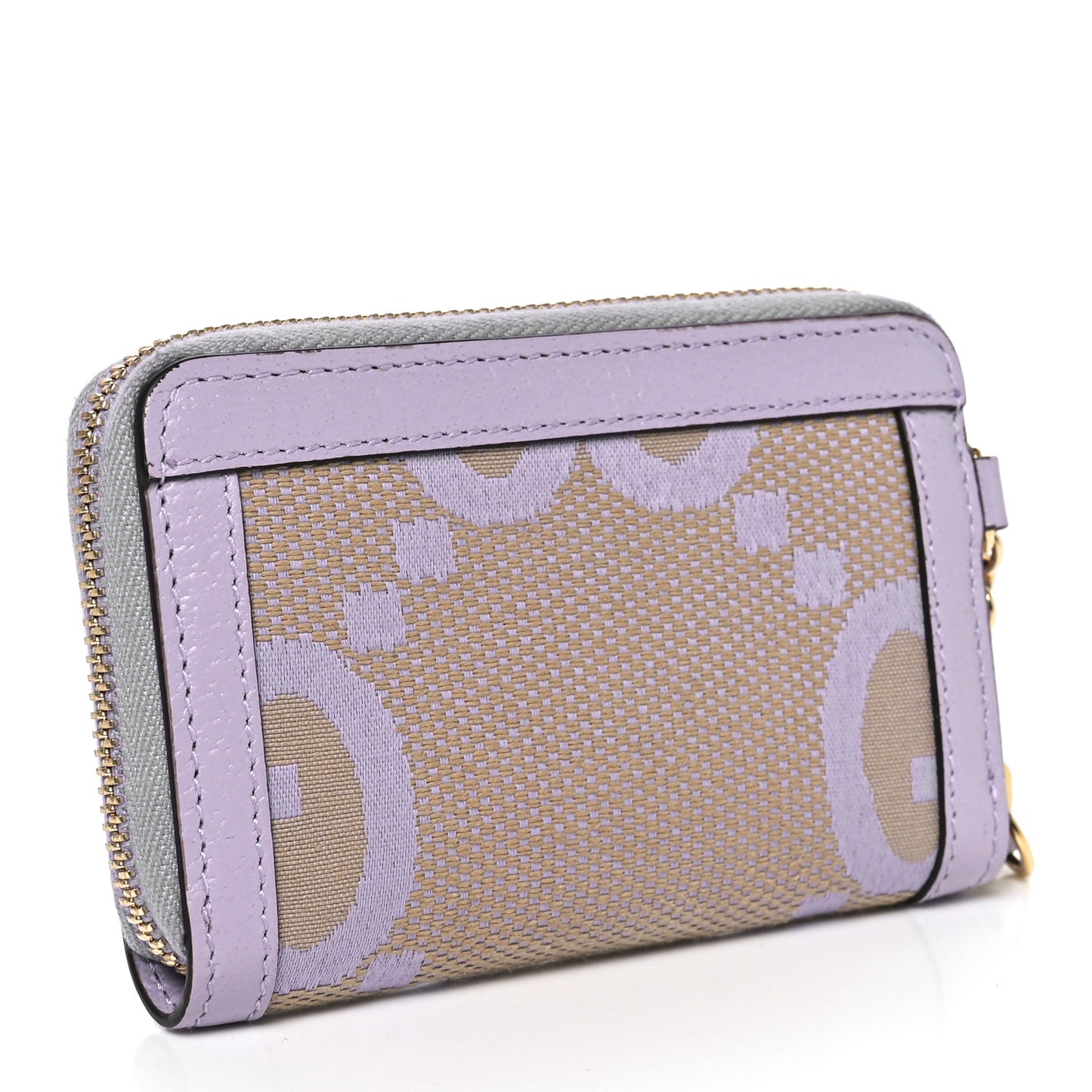 Monogram Jumbo GG Textured Dollar Calfskin Ophidia Key Card Case Beige Lapis