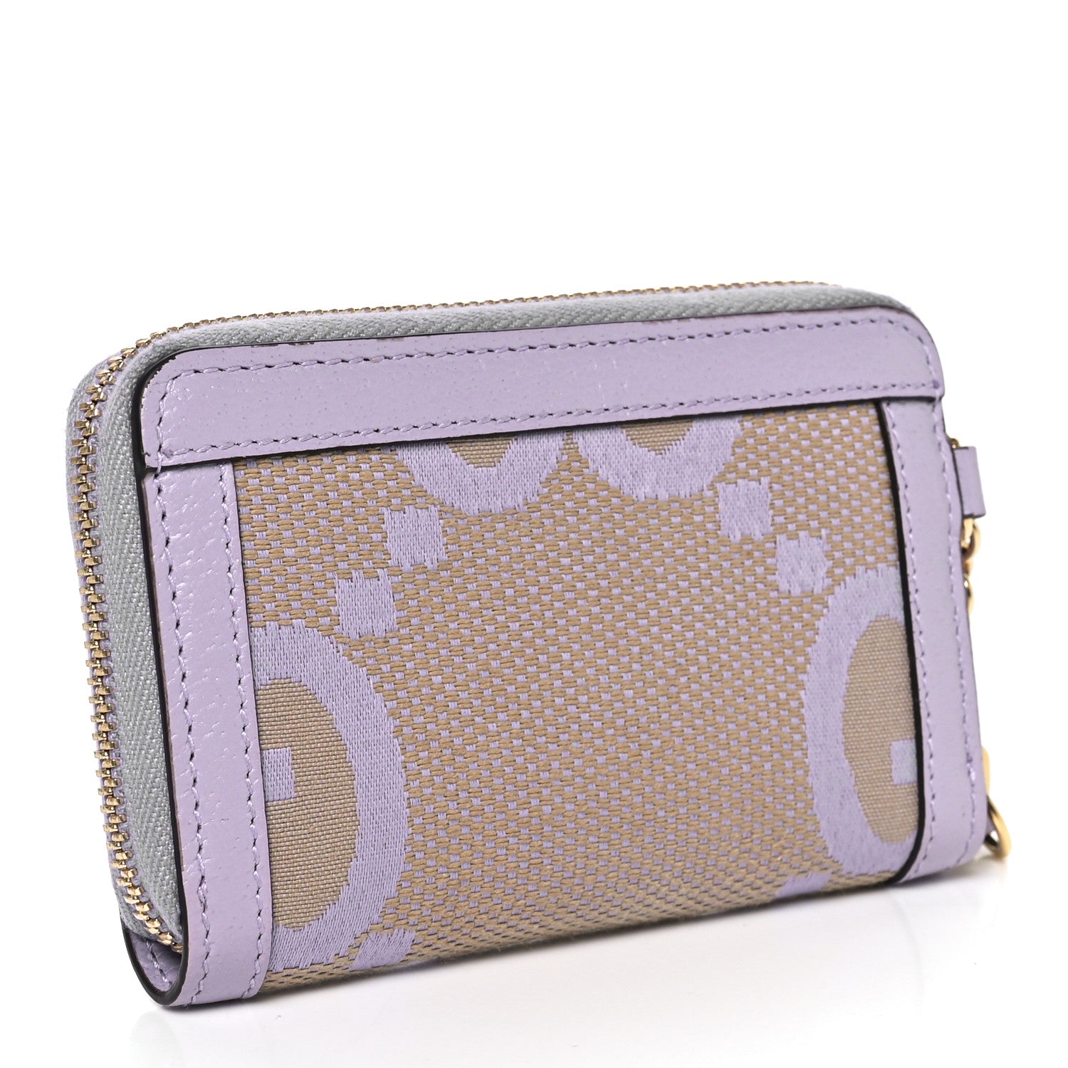 Gucci Monogram Jumbo GG Textured Dollar Calfskin Ophidia Key Card Case Beige Lapis 2 of 8