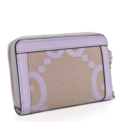 Gucci Monogram Jumbo GG Textured Dollar Calfskin Ophidia Key Card Case Beige Lapis 2 of 8