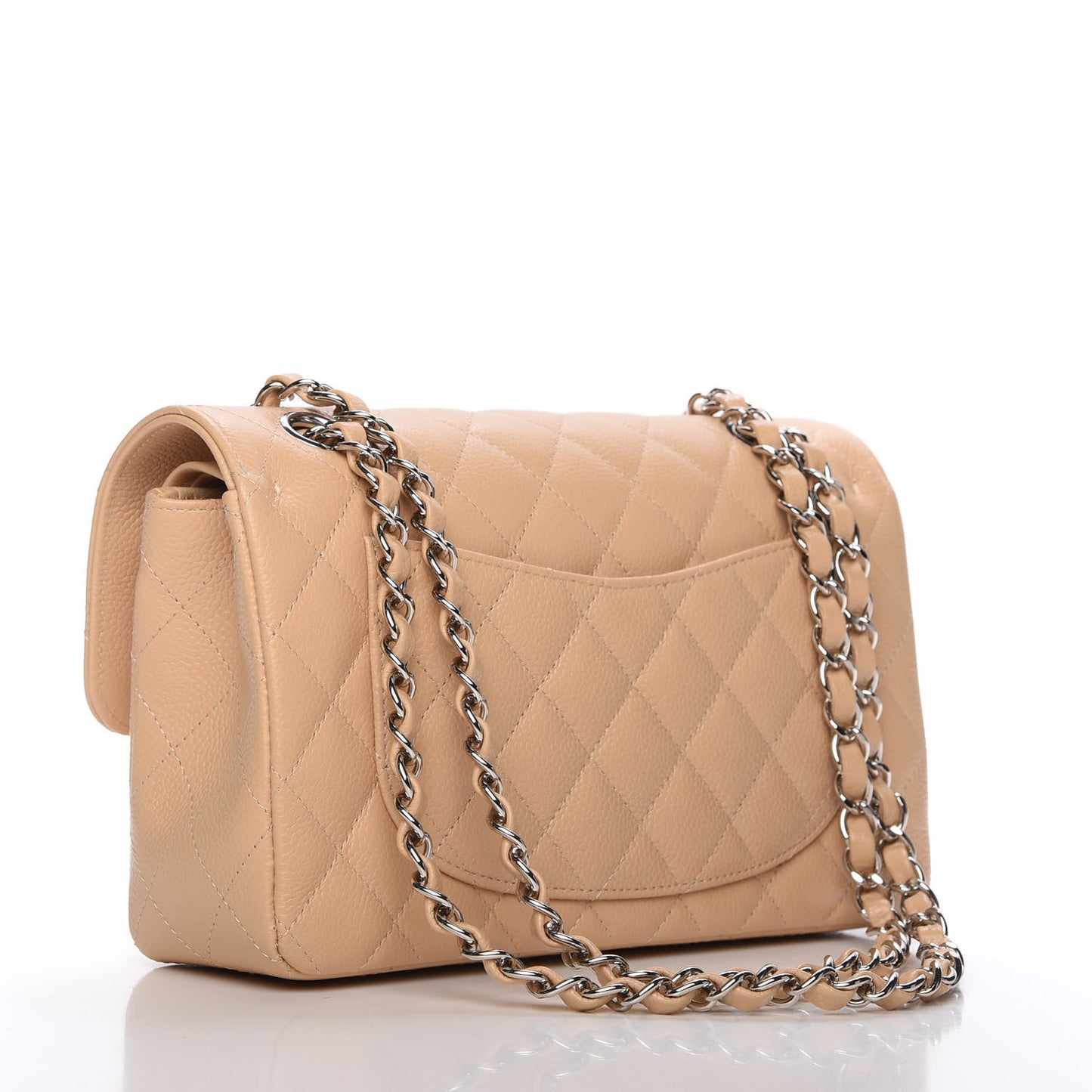 Caviar Quilted Small Double Flap Beige