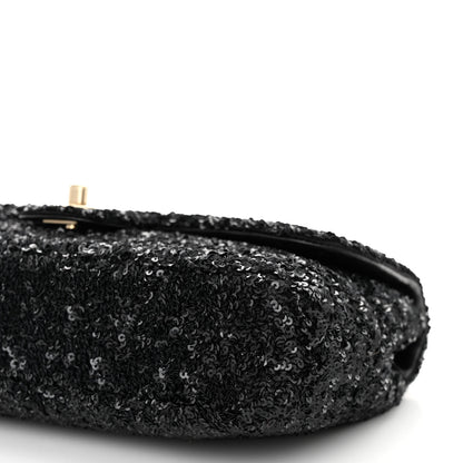 Chanel Sequin Embroidered Medium Flap Bag Black 9 of 10