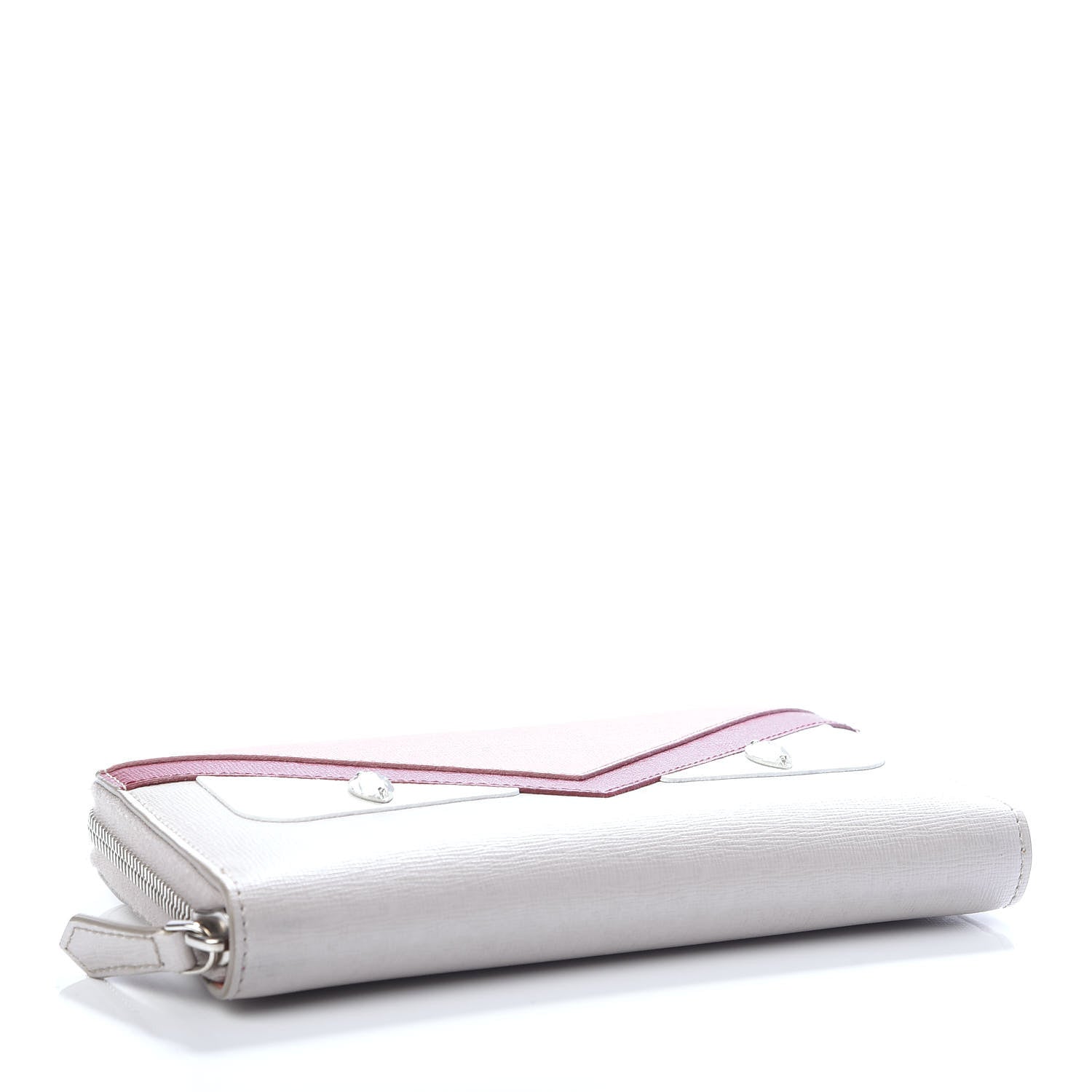 Fendi Vitello Elite Crystal Eye Monster Zip Around Wallet Grigio Polvere Ribes Multicolor 4 of 7