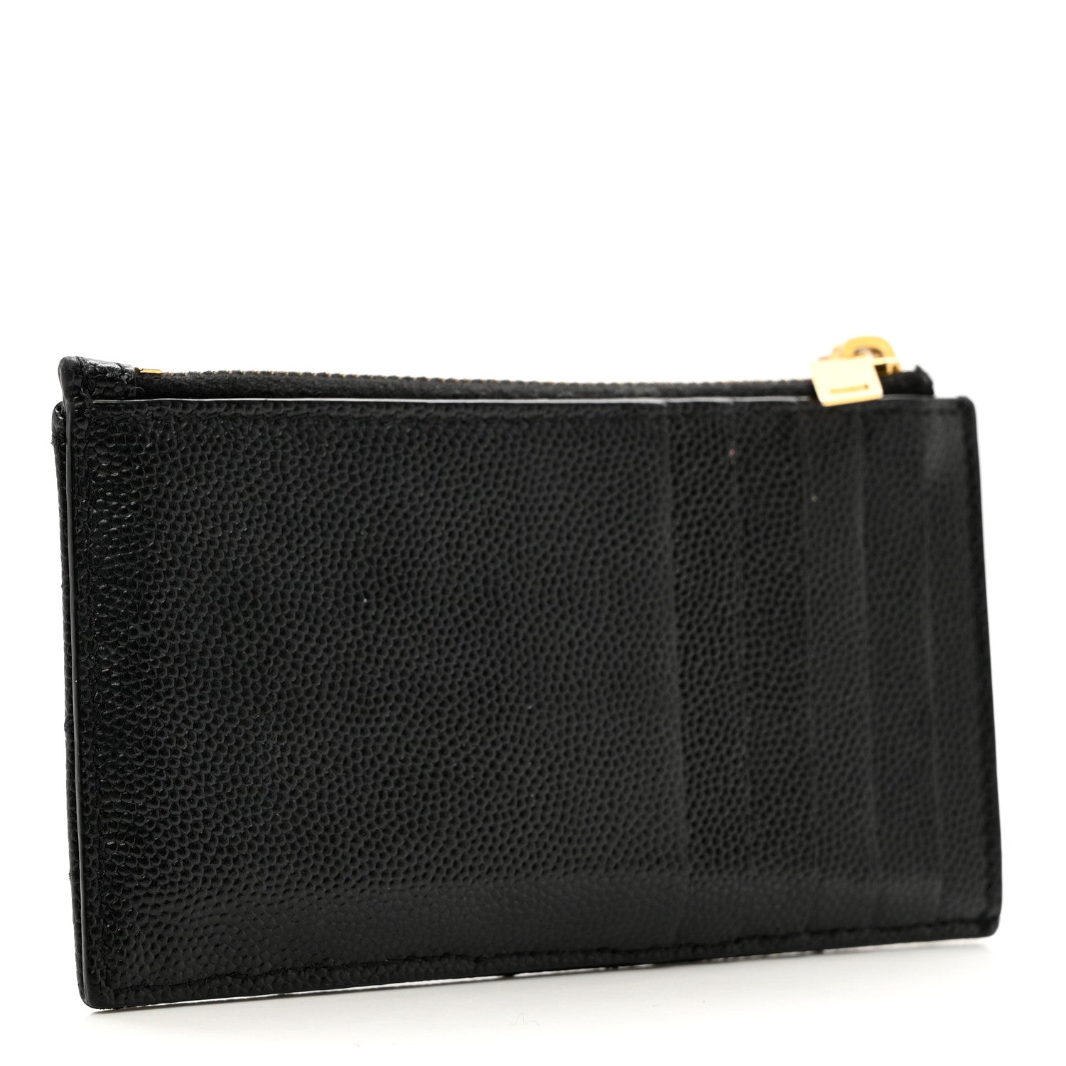 Saint Laurent Grain De Poudre Matelasse Chevron Monogram Fragments Zippered Card Case Black 2 of 6