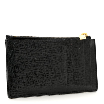 Saint Laurent Grain De Poudre Matelasse Chevron Monogram Fragments Zippered Card Case Black 2 of 6